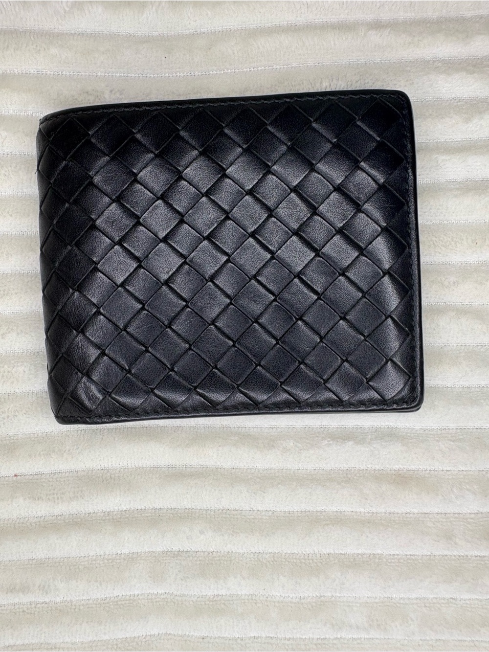Bottega Veneta  Black Woven Bifold Men's Wallet Credit Card Slot w COA